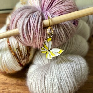 Yellow Butterfly Stitch Marker / Crochet Stitch Markers / Progress Keepers / White Yellow Spring Butterfly Enamel Stitch markers