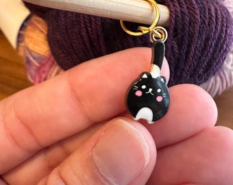 Long Tail Black Cat Marker, Kitty Progress Keeper, Stitch Marker, Crochet Progress Keeper, Knitting Marker