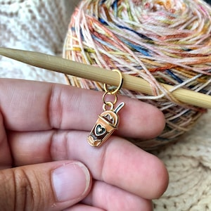 Iced Coffee Knitting Stitch Markers/ Crochet Progress Keepers / Stitch Marker / Enamel Stitch markers
