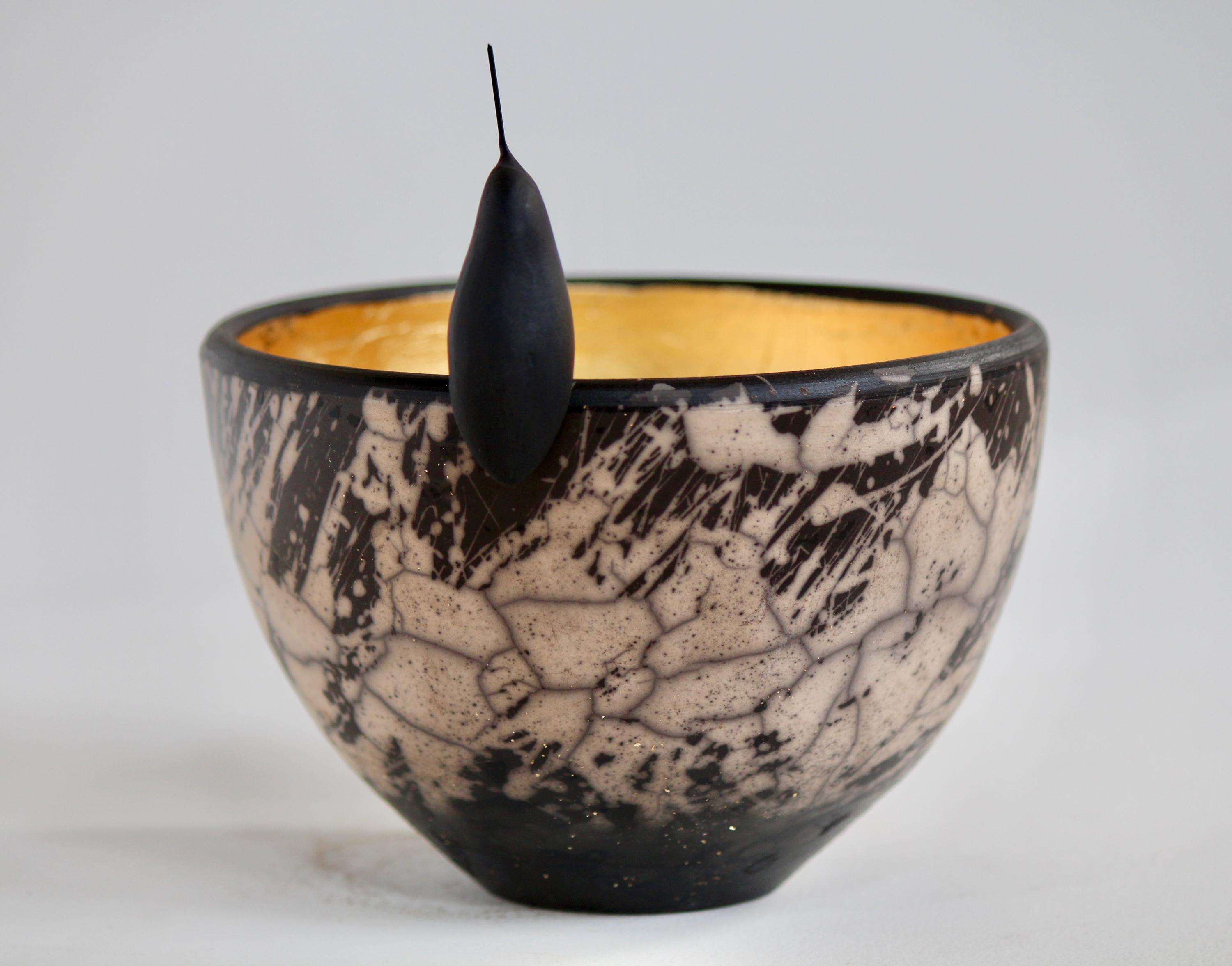 Raku, Horse Hair Raku, Black and White, Bowls, Gold, Gold Leaf, Art ...