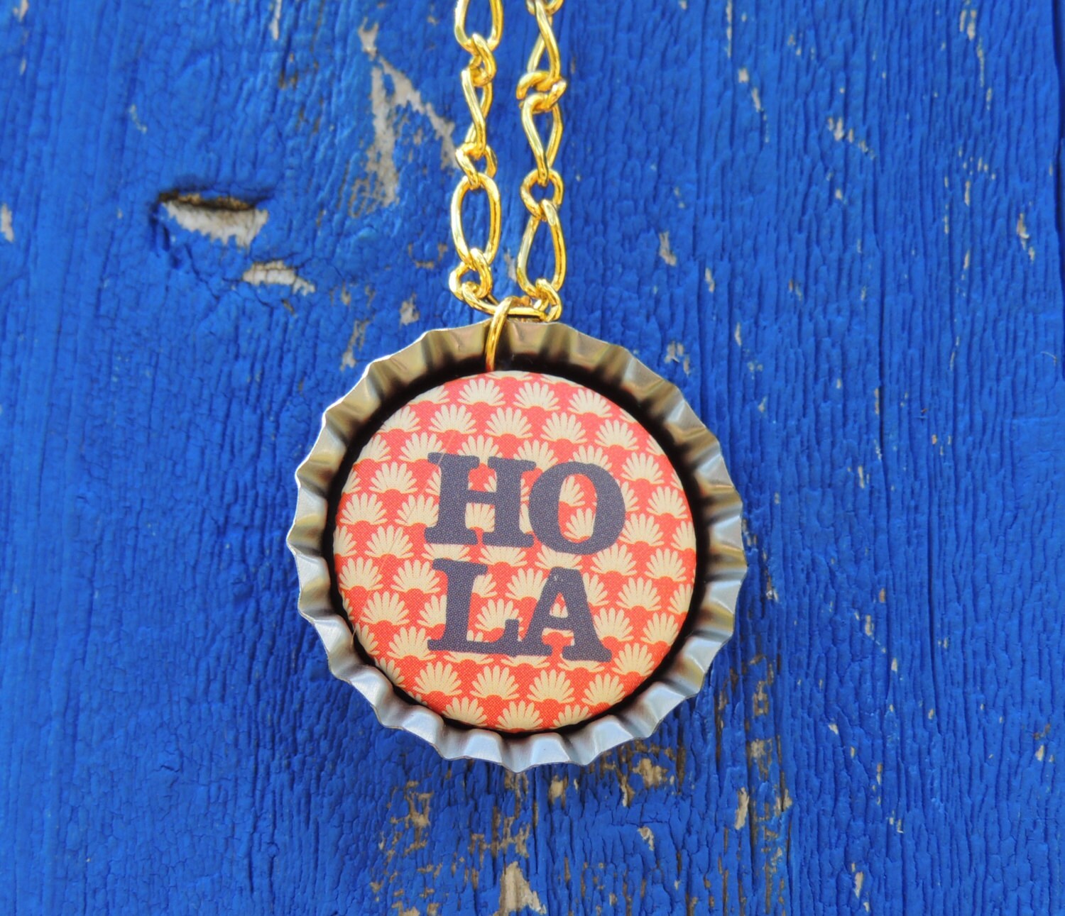 Hola Bottle Cap Necklace Etsy