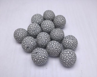 22 mm Black white polymer clay round beads set of 12/monochrome chunky beads/DIY beads/beads craft jewelry supplies/assorted clay beads