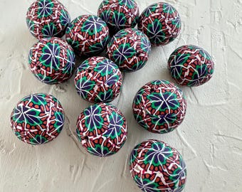 19-20 mm multicolor round beads set of 12/bold polymer clay beads/DIY beads/beads craft jewelry supplies/assorted clay beads