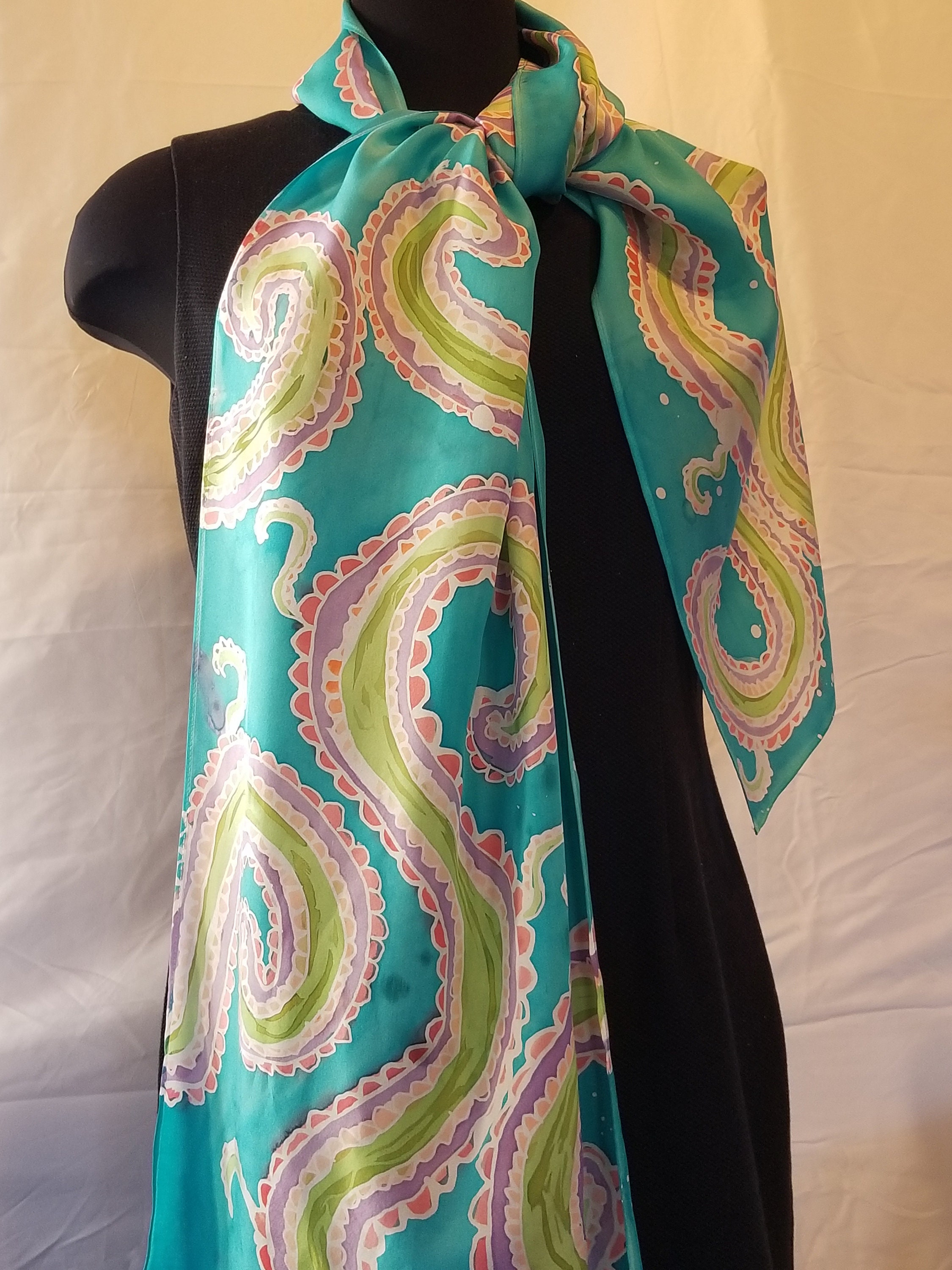 Silk Scarves Hand Painted Silk Wearable Art Handmade Silk | Etsy