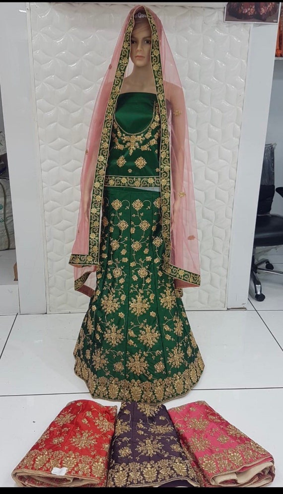 Ceremony Wear Mehndi Color Gown With Work Dupatta – subhvastra