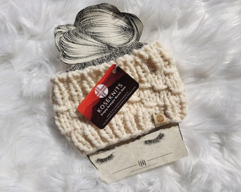 Fascia per capelli in lana a maglia grossa - Fascia per capelli da donna in stile norvegese