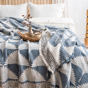 Breathable Muslin Bed Blanket: 100 Turkish Cotton King Size Teal