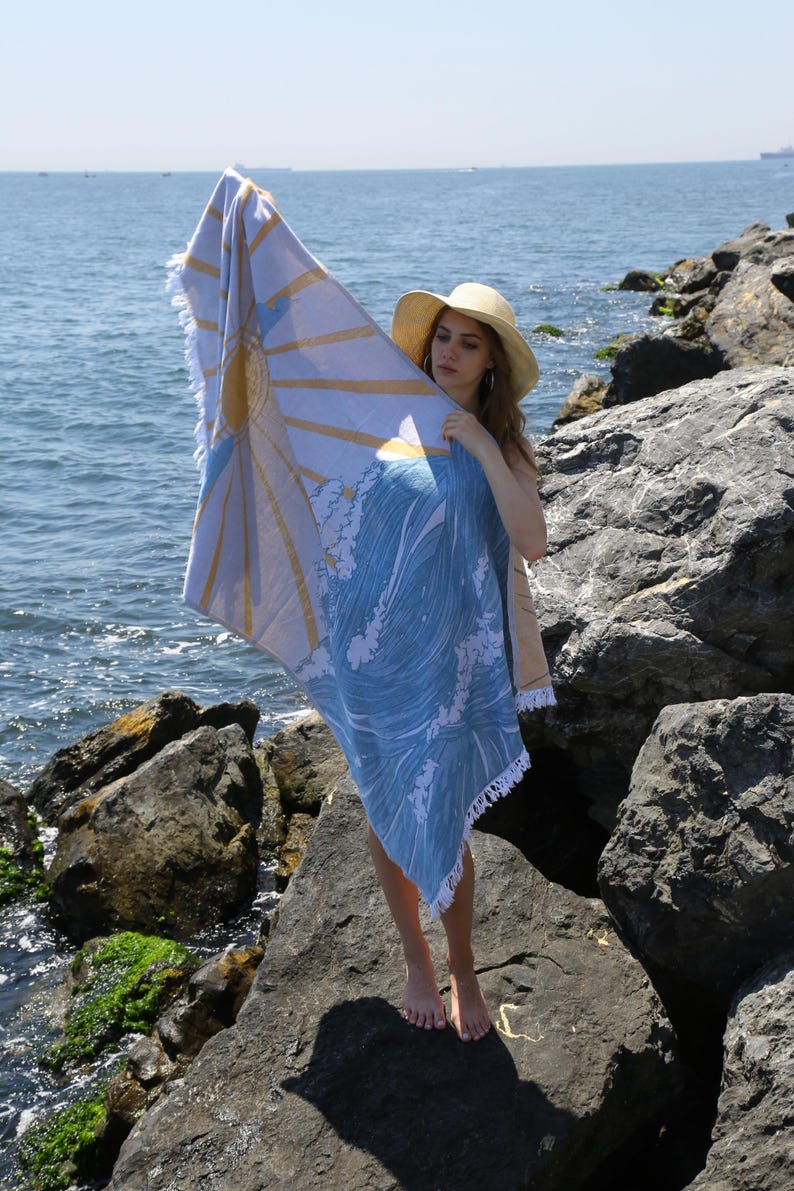 Sun and Sea Turkish Towel quick-drying towel absorbent pool towel Perfect for Beach Days or a Relaxing Bath, Beach Towel