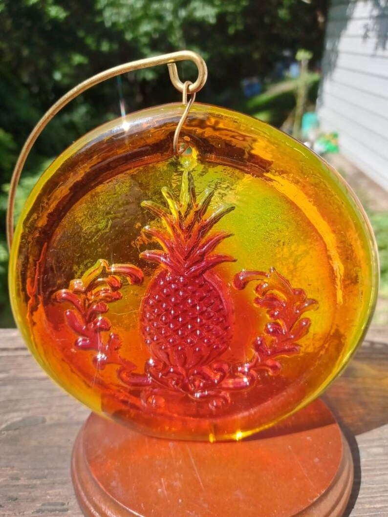 New Blenko Glass Pineapple Suncatcher in Tangerine 4 Inches Etsy