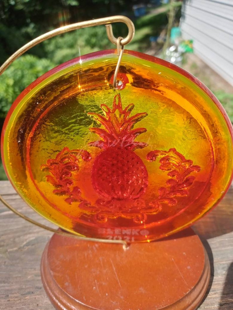 New Blenko Glass Pineapple Suncatcher in Tangerine 4 Inches Etsy