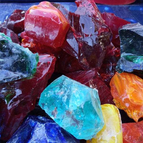 5 pounds of Blenko Glass Large 3 inches and up Slag Glass Cullet for Landscaping, Fusing, Mosaics, Art Projects Rain Chains FREE SHIPPING