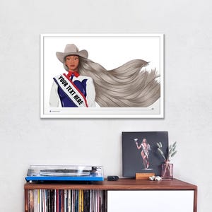 Beyonce Cowboy Carter Stampa digitale personalizzata Illustrazione Manifesto del concerto Cartello 18" x 12"