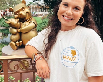 Winnie the Pooh Honey Pot Graphic Tee, Pooh Bear, Comfort Color Embroidery T Shirt, Disney Vacation, Must Have, Fast Shipping, Mickey Mouse