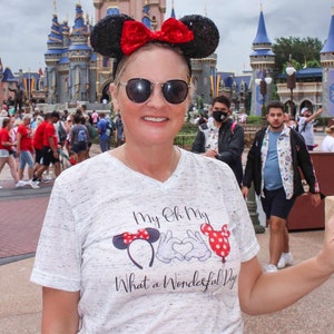 My Oh My What A Wonderful Day Sublimation Polka Dots Bella Canvas Vneck Shirt Vacation Matching Group Splash Mountain Magic Kingdom Ears Hot