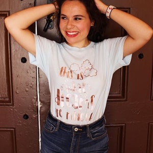 This is What Dreams are Made Of White Bella Canvas Graphic Tshirt Rose Gold Metallic Vacation Group Matching
