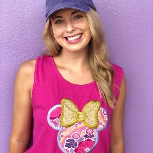 Rapunzel Inspired Flower and Garden Mouse Head Comfort Color Graphic Tshirt Matching Vacation shirt Girly Preppy Vacation WDW Castle Glitter