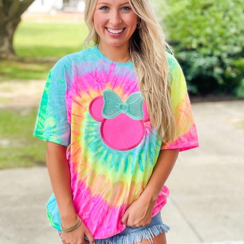 NEW ARRIVAL Tie Dye Mouse Head Glitter T Shirt Retro Hippie - Etsy