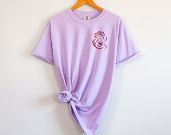 NEW BEST SELLER Princess Ariel Comfort Color Embroidery Pocket Sized Graphic Tee