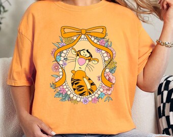 Tiger Character Ribbon Graphic Tee, Character Graphic Tees for vacation, Vacation Graphic Tee, Group Girls Trip Magic