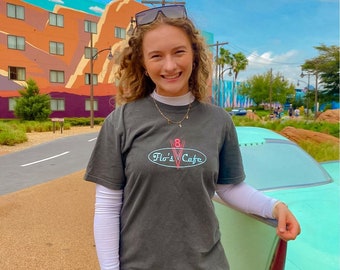 NEW ARRIVAL Flo's V8 Cafe, Comfort Color, Pocket Tee, Cars, Lightning McQueen, Route 66, Disney, Unisex Tee, Orlando Florida, Vacation