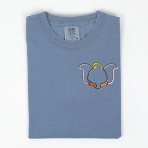 New Dumbo Embroidered Comfort Color Pocket Size Graphic Tee Design