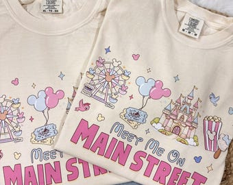 Meet Me On Main Street Mouse Vacation Graphic Tee, Summer Vacation Tee, Matching Mouse Vacation shirts, Theme Park Graphic Tee