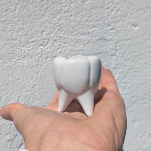 Vintage Ceramic Molar Toothstick Holder, Mid-Century Modern Tooth Shaped Decor, Quirky Retro Barware, MCM Dental Kitsch
