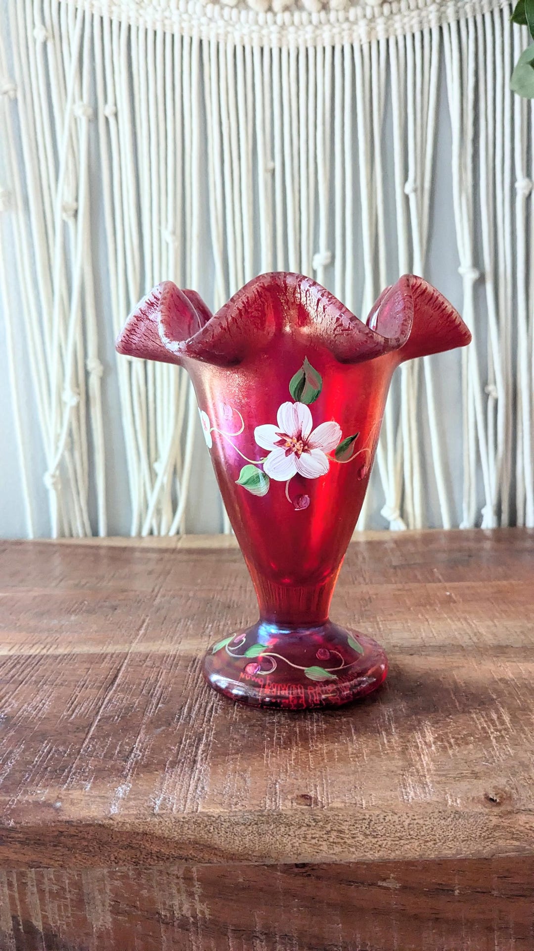 Fenton 100th Anniversary Founder’s Ruby Red Vase With Base Stretch ...