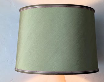 Vintage Sage Green Tapered Drum Lampshade | MCM Multi-Color Trim Lighting Decor