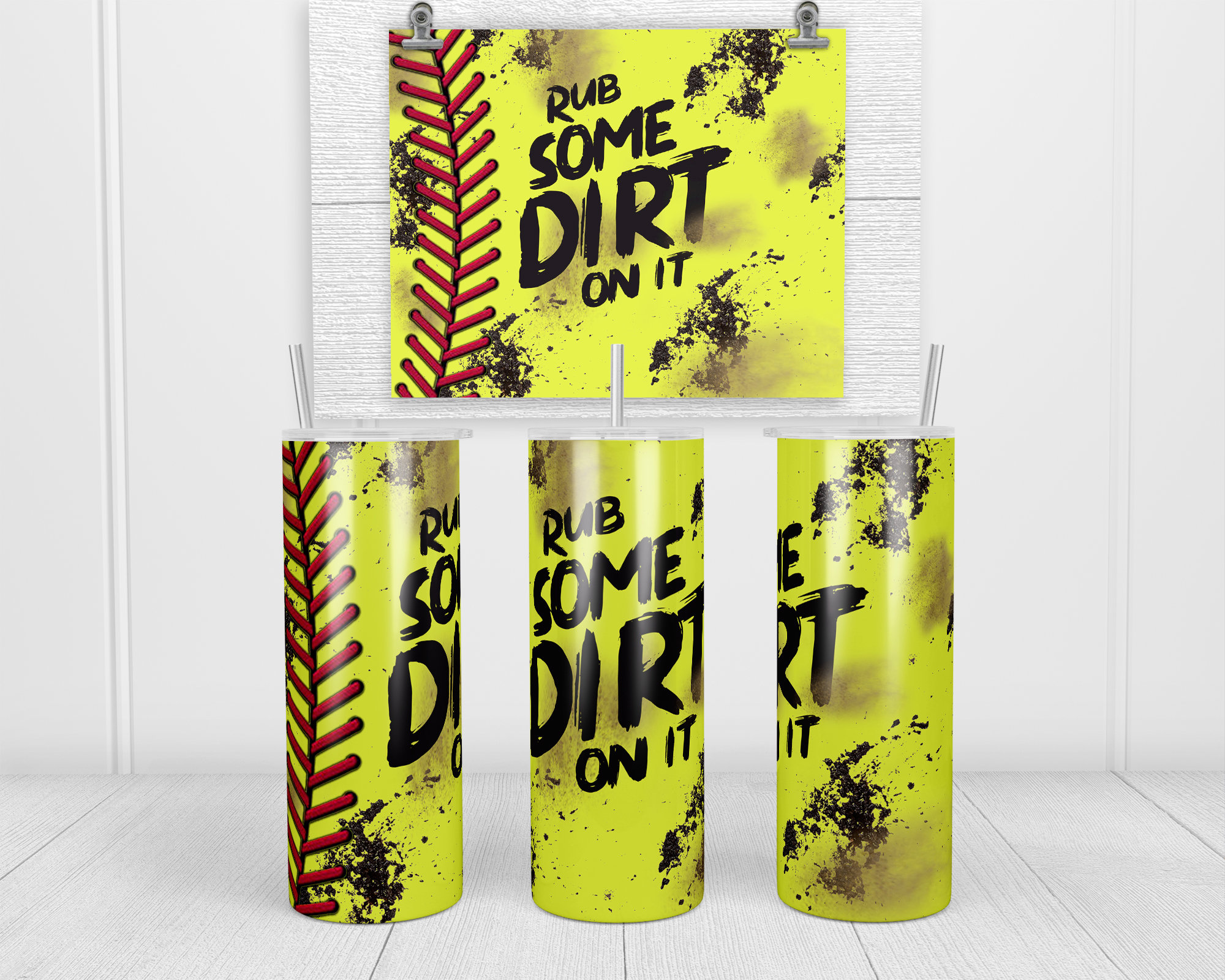 Rub Some Dirt on It Softball Tumbler Softball Tumbler Etsy