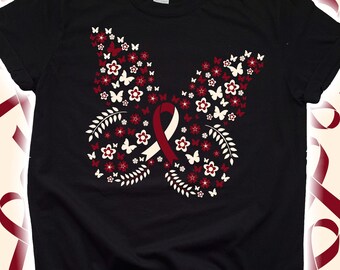Butterfly Head and Neck Cancer Awareness Shirt for Women Men Teen Kids Tee / Sweatshirt / Hoodie / Family T Shirt Survivor Ribbon Gift