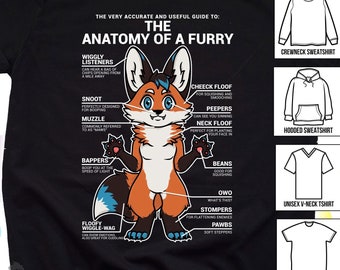 Furry Shirt, Furry Merch, Fursona Fandom Shirts, Proud Furry Hoodie, Furry Clothing Brands, Furry Fandom Art, Veterinarian Gift, Anatomy