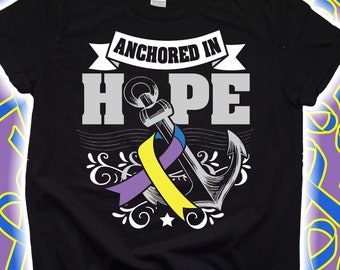 Anchored in Hope Bladder Cancer Awareness Shirt for Women Men Teen Kids Tee / Sweatshirt / Hoodie / Family T Shirt Survivor Ribbon Gift