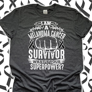 Cancer Survivor Melanoma Cancer Awareness Shirt for Women Men Teen Kids Tee / Sweatshirt / Hoodie / Throat Cancer Survivor Ribbon Gift