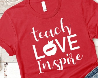 Tennessee Teach Love Inspire Teacher Shirt Women Red for Ed Hoodie / Red for Education / Wear Red For Ed / Red Teacher Shirt Gift