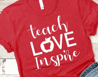 Arkansas Teach Love Inspire Teacher Shirt Women Red for Ed Hoodie / Red for Education / Wear Red For Ed / Red Teacher Shirt Gift