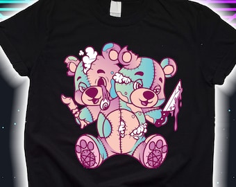 Creepy Teddy Bear Pastel Goth Shirt, Vaporwave Hoodie, Kawaii Pastel Goth Shirt, Punk Aesthetic Shirt, Anime Sweatshirt, Occult TShirt