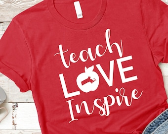 Massachusetts Teach Love Inspire Teacher Shirt Women Red for Ed Hoodie / Red for Education / Wear Red For Ed / Red Teacher Shirt Gift