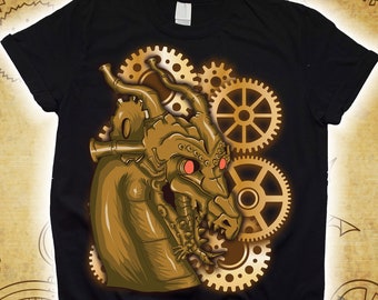 Cool Dragon Steampunk Shirt for Kids Women Men, Sci-Fit T-Shirt, Steam punk Art Drawings, Steampunk Aesthetic Hoodie, Fantasy Victorian Era