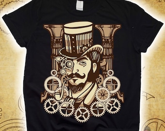 Detective Steampunk Shirt for Kids Women Men, Sci-Fit T-Shirt, Steam punk Art Drawings, Steampunk Aesthetic Hoodie, Fantasy Victorian Era