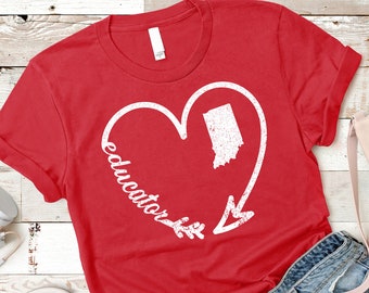 Indiana Teacher Educator Arrow Union Red for Ed Shirt Women Men / Hoodie / Raglan 3/4 Sleeve / V Neck / Coffee Mug / Sweatshirt TShirts