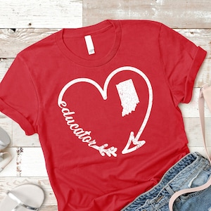 Red For Ed Indiana Teacher T-Shirt Men Women Red For Ed Indiana Teacher T-Shirt Men Women