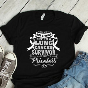 I&#39;m A Lung Cancer Survivor Lung Cancer White Pearl Ribbon Shirt Awareness Women Men Kids / Raglan / V Neck / Tank Top / Hoodie / T-Shirt