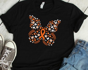 Butterfly Leukemia Cancer Ribbon Shirt Awareness Women Men Kids / Raglan / V Neck / Tank Top / Hoodie / Aunt Mother Grandma T-Shirt