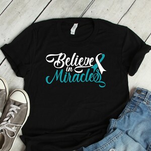 Believe In Miracles Cervical Cancer Shirt Awareness Women Men Kids / Raglan / V Neck / Tank Top / Hoodie / Aunt Mother Grandma T-Shirt