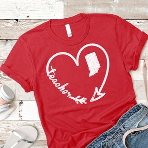 Red For Ed Indiana Teacher T-Shirt Men Women Red For Ed Indiana Teacher T-Shirt Men Women