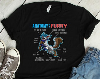 Anatomy Of A Furry Fursona Art Merch / T-Shirt / Raglan 3/4 Sleeve / V Neck Tee / Mug / Fursuit Fandom / Hoodie / Sweatshirt / Long-sleeved