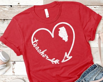 Illinois Teacher Educator Arrow Union Red for Ed Shirt Women Men / Hoodie / Raglan 3/4 Sleeve / V Neck / Coffee Mug / Sweatshirt TShirts