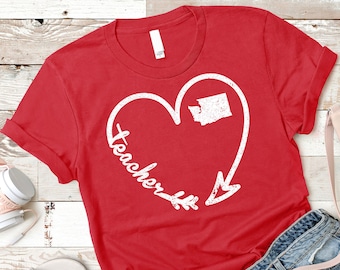 Washington State Teacher Educator Arrow Union Red for Ed Shirt Women Men / Hoodie / Raglan 3/4 Sleeve / V Neck / Sweatshirt TShirts