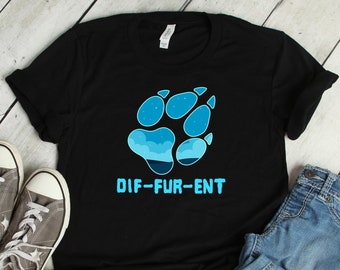Dif-Fur-Ent Furry Fursona T Shirt Women Men Boys Girls / Hoodie / Raglan 3/4 Sleeve / V Neck Tee / Coffee Mug / Fursuit Fandom Sweatshirt